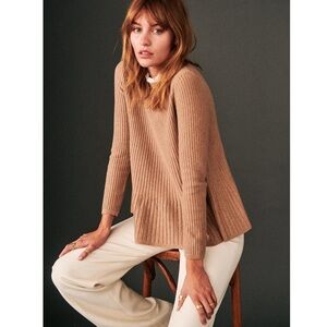 Sezane Tan Ribbed Sweater